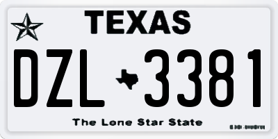 TX license plate DZL3381