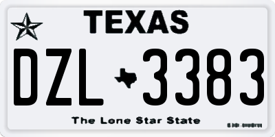 TX license plate DZL3383