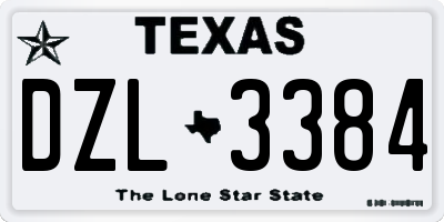 TX license plate DZL3384