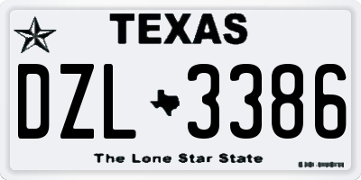 TX license plate DZL3386