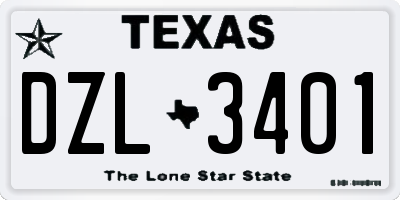 TX license plate DZL3401