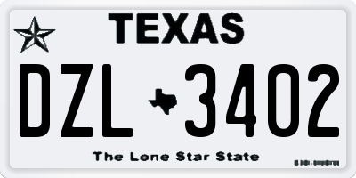 TX license plate DZL3402