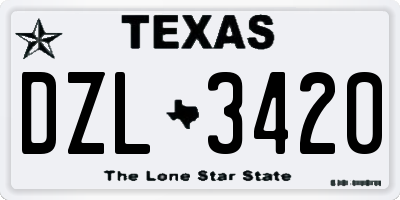 TX license plate DZL3420