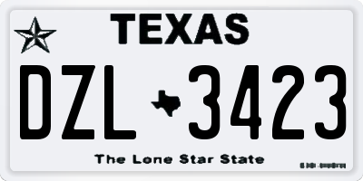 TX license plate DZL3423