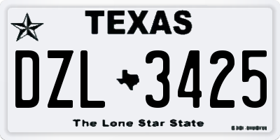 TX license plate DZL3425