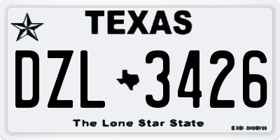 TX license plate DZL3426