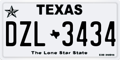 TX license plate DZL3434