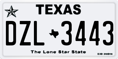 TX license plate DZL3443