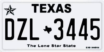 TX license plate DZL3445