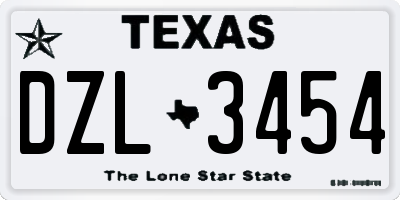 TX license plate DZL3454