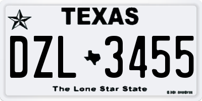 TX license plate DZL3455