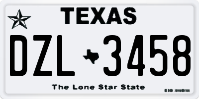TX license plate DZL3458