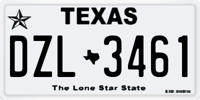 TX license plate DZL3461