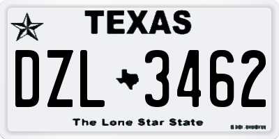 TX license plate DZL3462