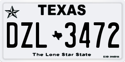 TX license plate DZL3472