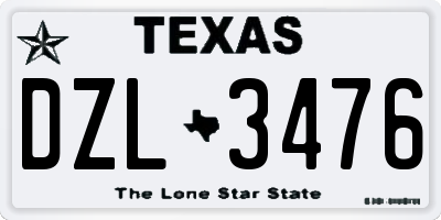 TX license plate DZL3476
