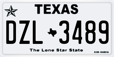 TX license plate DZL3489