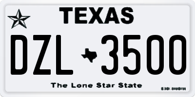 TX license plate DZL3500