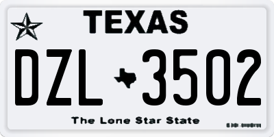 TX license plate DZL3502