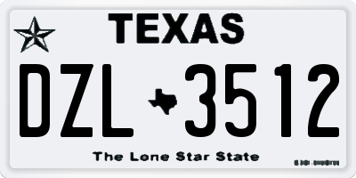 TX license plate DZL3512