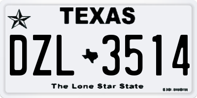 TX license plate DZL3514