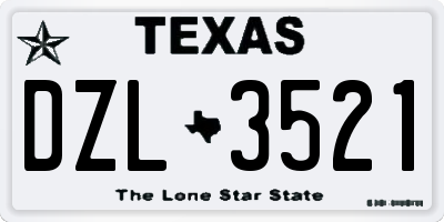 TX license plate DZL3521