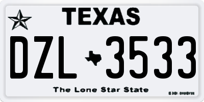 TX license plate DZL3533