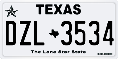 TX license plate DZL3534