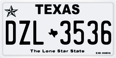 TX license plate DZL3536