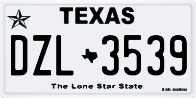 TX license plate DZL3539