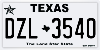 TX license plate DZL3540