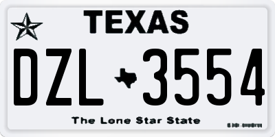 TX license plate DZL3554
