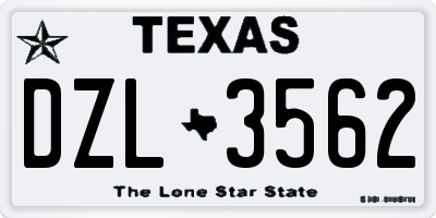 TX license plate DZL3562
