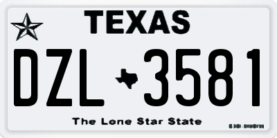 TX license plate DZL3581
