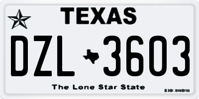 TX license plate DZL3603
