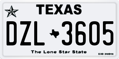 TX license plate DZL3605