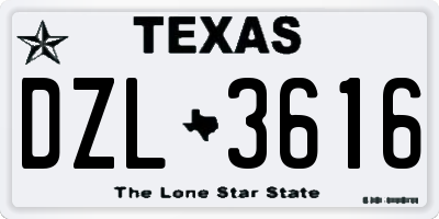 TX license plate DZL3616