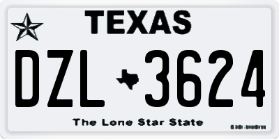 TX license plate DZL3624