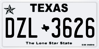 TX license plate DZL3626