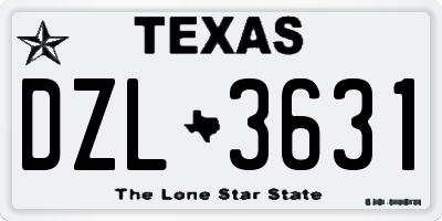 TX license plate DZL3631