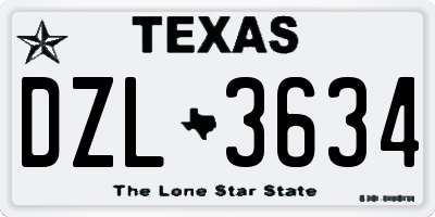 TX license plate DZL3634