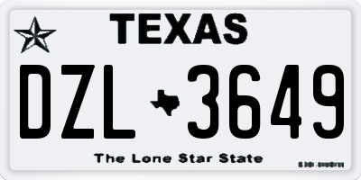 TX license plate DZL3649