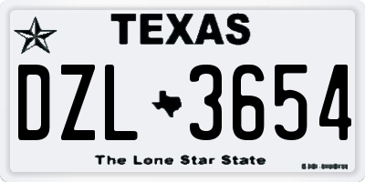 TX license plate DZL3654