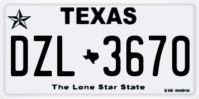 TX license plate DZL3670