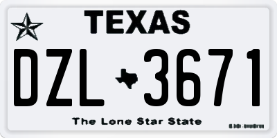 TX license plate DZL3671