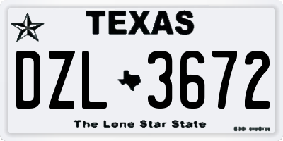 TX license plate DZL3672