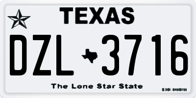 TX license plate DZL3716