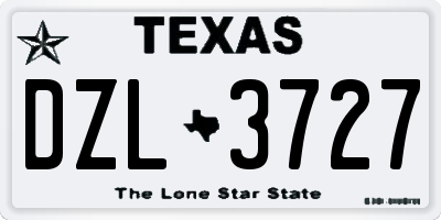 TX license plate DZL3727