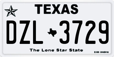 TX license plate DZL3729