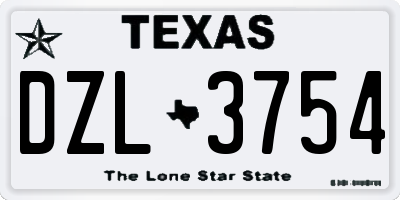 TX license plate DZL3754